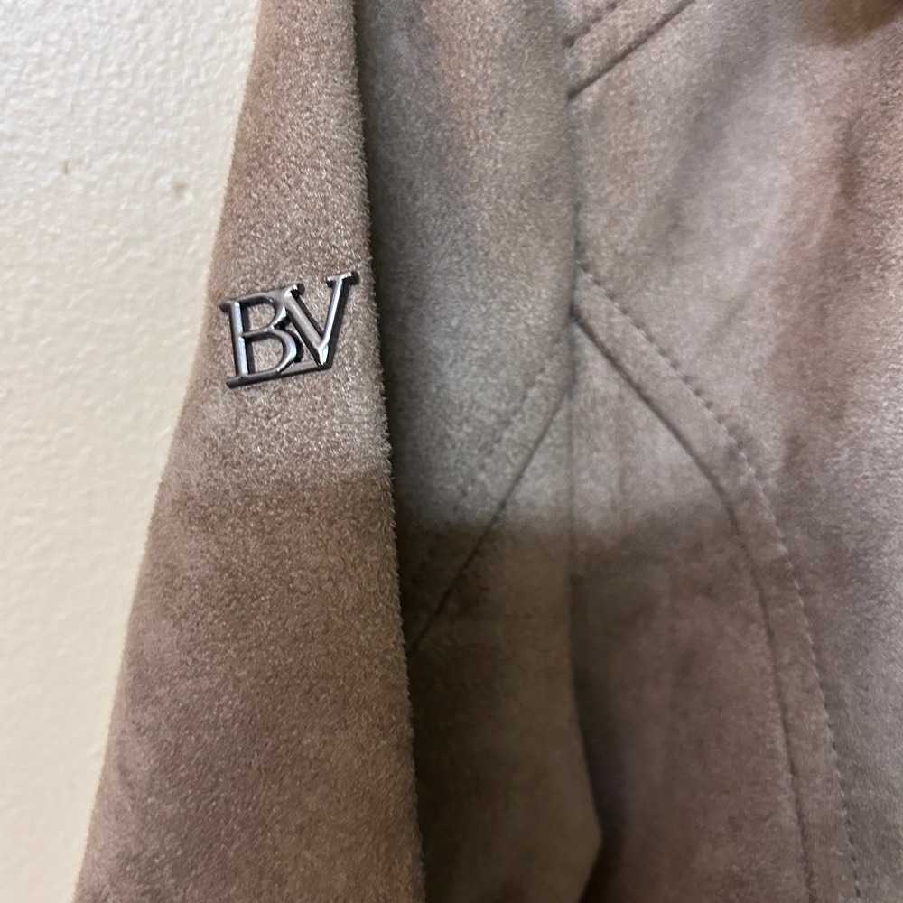 BV Collection Womens Faux‎ Suede Moto Jacket Brown Zipper Detail Approx: Medium - Picture 6 of 7